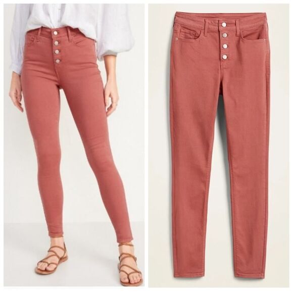 Old Navy Denim - Old Navy High-Waisted Button-Fly Pop-Color Rockstar Super Skinny Jeans sz 6
